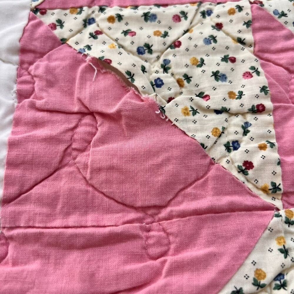 Vintage Handmade Patchwork Quilt Queen Reversible Multicolor Eight-Point Star - Picture 2 of 16